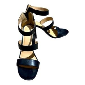 Black Strappy Zip Up Heels